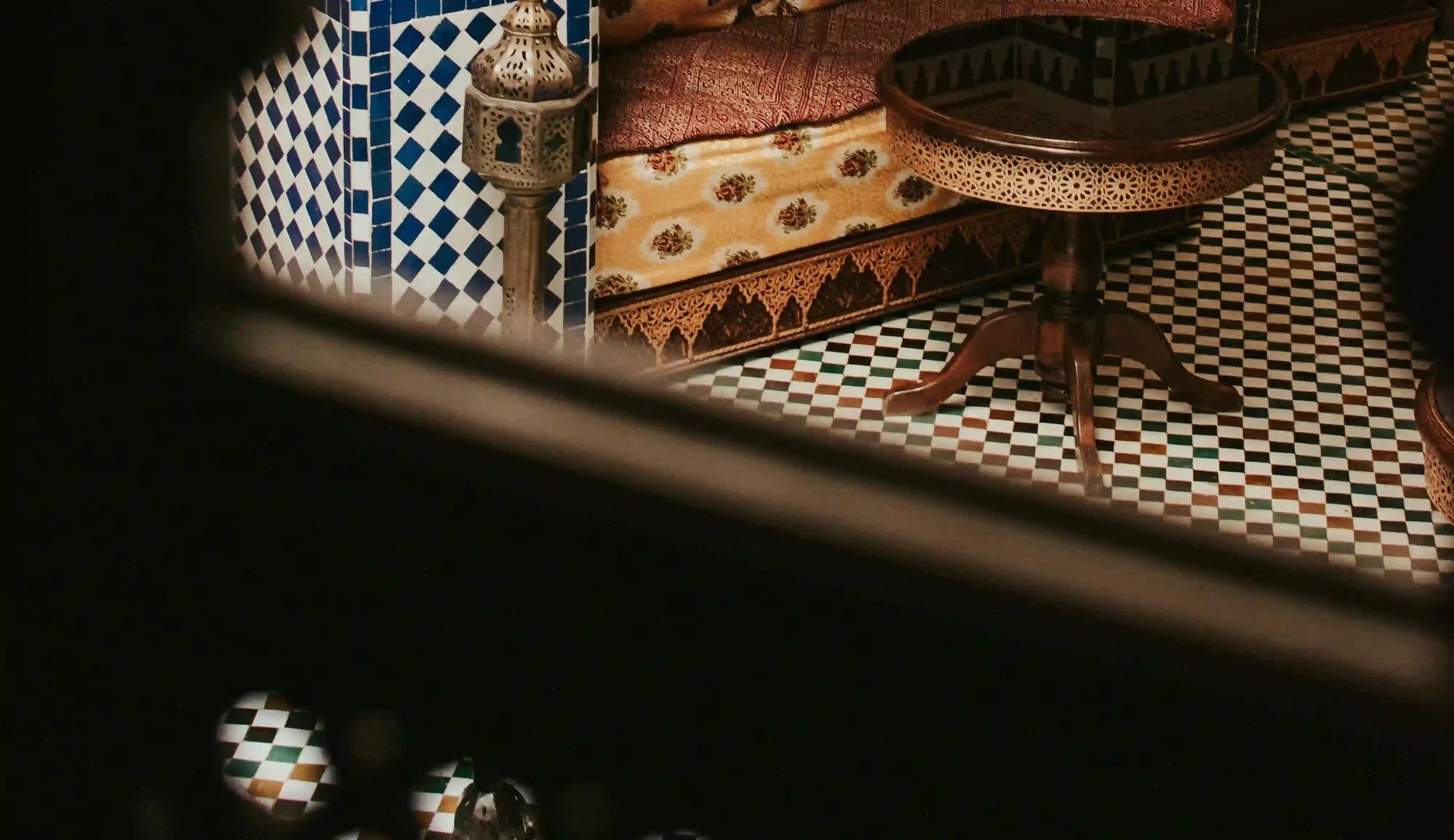 Zellige tile flooring in a modern dining room