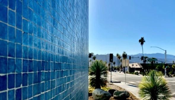 Outdoor terrace decorated with traditional Zellige tiles